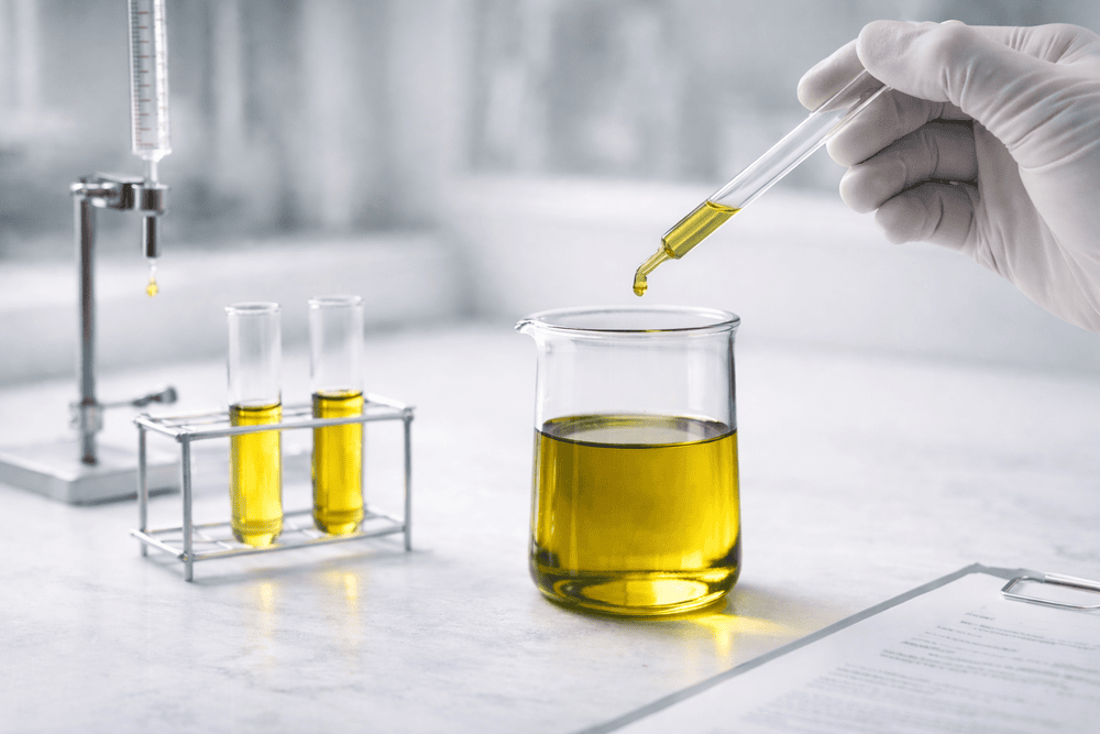 Measuring the acidity of olive oil in a laboratory